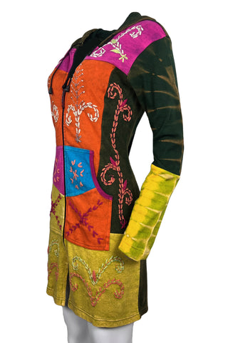 RJ 324 Agan Traders Patch Embroidered Funky Boho Long Jacket - Agan Traders, Multicolor