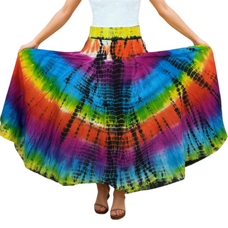 61 SKT Rainbow Soft Cotton Convertible Lined Tie Dye Gypsy Skirt Dress