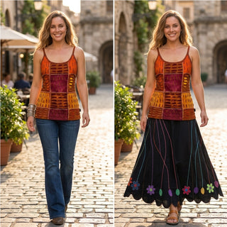 R 154 Women's Bohemian Patch Work Spaghetti Strap Tank Top Camis