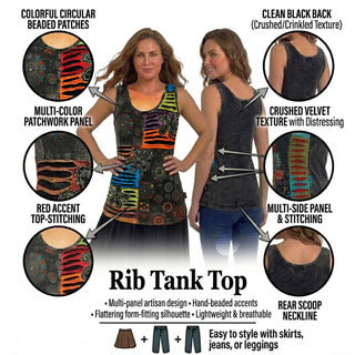 124 N RB Knit Stonewashed Sleeveless Embroidered Printed Blouse
