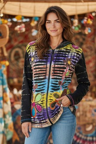 333 RJ Rainbow Razor Cut Embroidered Bohemian Jacket