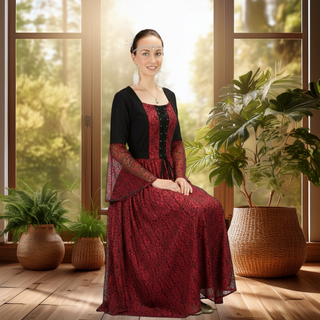004 DR Roman Net Overlay Two Tone Corset Renaissance Dress Gown