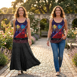R 136 Women's Bohemian Patch Work Gypsy Spaghetti Strap Tank Top Camis