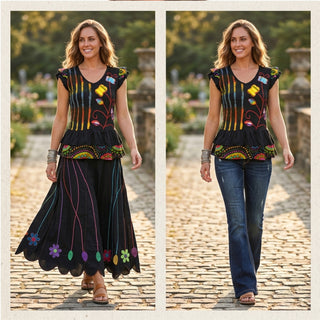 127 RB Medieval Soft Knit Sleeveless Tie Dye Ruffle Patched Tank Top Blouse