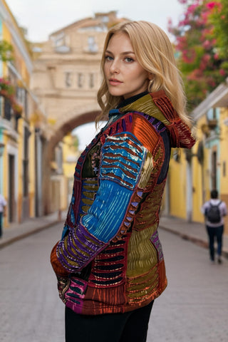361 RJ Bohemian Fleece Lined Rib Cotton Razor Funky Hoodie Sweatshirt Jacket