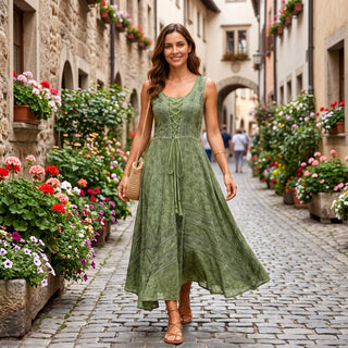 305 DR Sweet Empire Dazzling Flared Embroidered Summer Dress Gown