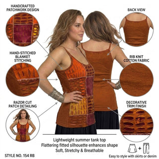 R 154 Women's Bohemian Patch Work Spaghetti Strap Tank Top Camis