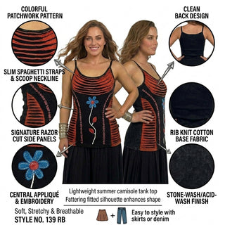 R 139 140 Women's Bohemian Gypsy Razor Cut Spaghetti Strap Tank Top Camis