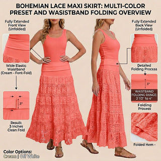 21238 SKT Cotton Lace Tiered Lined Long Skirt