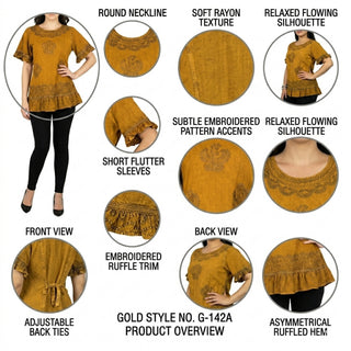 142 B Peasant Bohemian Ruffle Gypsy Ari Blouse