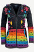 RJ 309 355 Rainbow Razor Cut Flower Stem Cotton Bohemian Hoodie Jacket