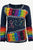 Hand Brush Painted Rainbow Funky Gypsy Knit Cotton Top Blouse ~ Nepal - Agan Traders, Multicolor