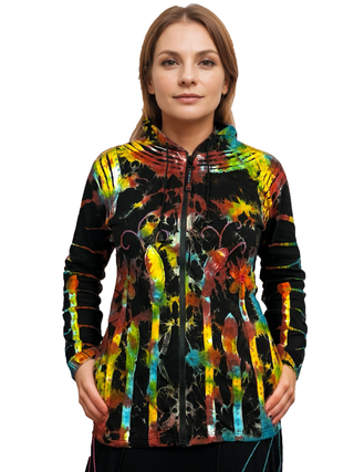 RJ 335 Women's Rib Cotton Rainbow Bohemian Hoodie Sweatshirts Jackets