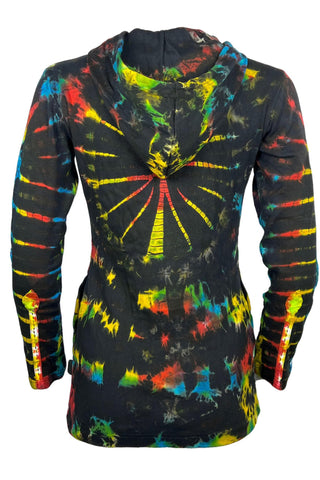 RJ 335 Women's Rib Cotton Rainbow Bohemian Hoodie Sweatshirts Jackets