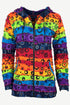 365 RJ Rainbow Bubble Printed Vibrant Hoodie Hippie Gypsy Cotton Bohemian Rib Jacket