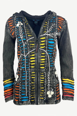 51 RJ Bohemian Multi-Colored Razor Hoodie Sweatshirt Rib Jacket - Agan Traders, Multicolor