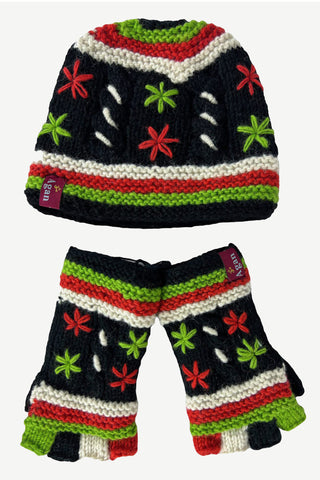 1501 H Cable Knit Skull Cap OR Fingerless Fleece Mitten OR Hat Small Medium