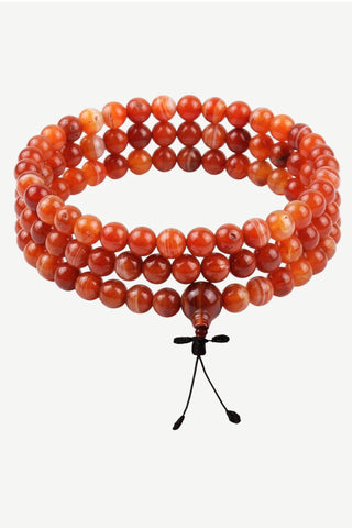 Original 8 mm Red Sardonyx Agate Semi-precious Stone Mala Necklace