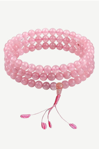 Original 8 mm Rose Quartz Semi-precious Prayer Bead Mala Necklace