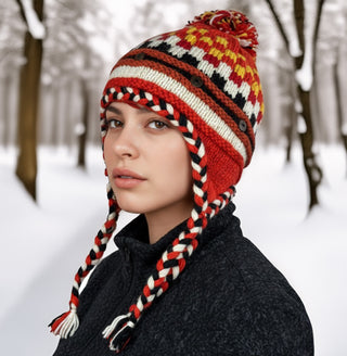 1402 Himalayan Wool Thick Chunky Knit Fleece Hat Mitten Glove ~ Small Medium