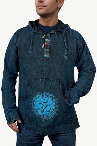 544 MS Men's Stonewashed Cotton Hoodie Sweatshirt Pullover Jacket - Agan Traders, Blue