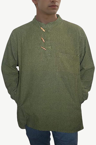 543 MS Men's 3 button Henley Tunic Shirt - Agan Traders, Army Green