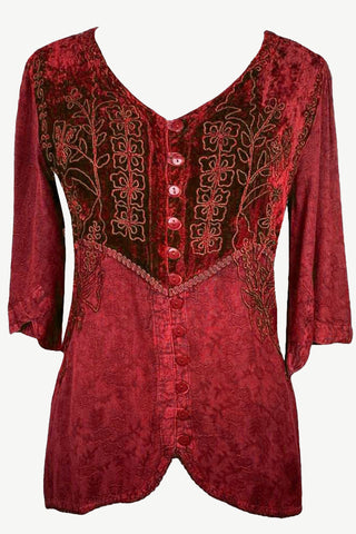 Women's Bohemian Exotic Embroidered Short Sleeve Tunic Blouse ~ 603B