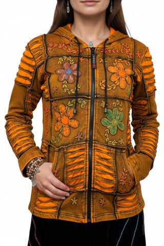 362 RJ Bohemian Knit Rib Cotton Razor Cut Funky Hoodie Sweatshirt Jacket