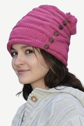 1414 Trendy Ribbed Wool Knit Warm Oversized Chunky Soft Fleece Lined Slouchy Beanie Mitten Hat
