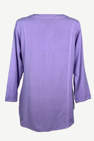 9004 B Women's Bohemian Vintage Sweet Heart Button Down Embroidered Pleated Blouse