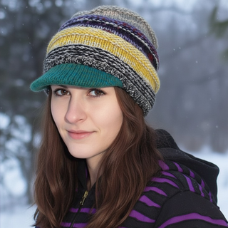 1417 Knit Beanie Hats Mitten Women Ribbed Slouchy Mismatched Fleeced Lined