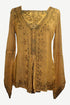 01 B Women's Square Neck Trim Lace Gypsy Bell Sleeve Blouse