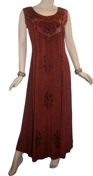 Rich Elegant Satin Blend Renaissance Sleeveless Summer Sun Dress Gown - Agan Traders, Burgundy