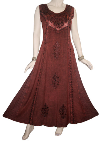 Rich Elegant Satin Blend Renaissance Sleeveless Summer Sun Dress Gown - Agan Traders, Burgundy