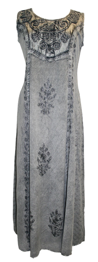 Rich Elegant Satin Blend Renaissance Sleveless Summer Sun Dress Gown - Agan Traders, Silver