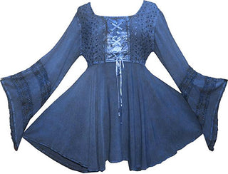 Gypsy Medieval Stylish Bohemian Sexy Flare Corset Tunic - Agan Traders, Blue