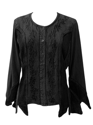 Gypsy Medieval Renaissance Vintage Bohemian Stylish Top Blouse - Agan Traders, Black