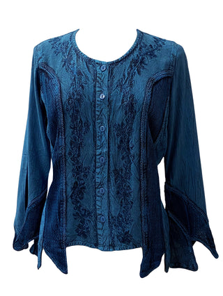 Gypsy Medieval Renaissance Vintage Bohemian Stylish Top Blouse - Agan Traders, Navy Blue