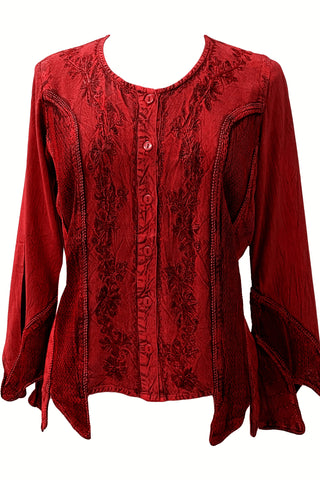 Gypsy Medieval Renaissance Vintage Bohemian Stylish Top Blouse - Agan Traders, B Red
