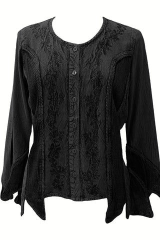 Gypsy Medieval Renaissance Vintage Bohemian Stylish Top Blouse - Agan Traders, Black