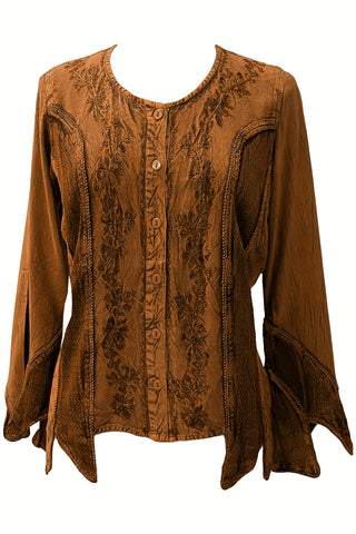 Gypsy Medieval Renaissance Vintage Bohemian Stylish Top Blouse - Agan Traders, Rust