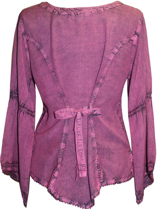 Flower Embroidered Blouse - Agan Traders, Plum