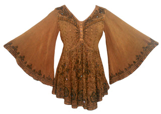 Medieval Butterfly Bell Sleeve Flare Blouse - Agan Traders, Rust