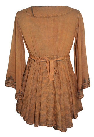 Medieval Butterfly Bell Sleeve Flare Blouse - Agan Traders, Rust