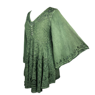 Medieval Butterfly Bell Sleeve Flare Blouse - Agan Traders, Sea Green