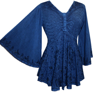 Medieval Butterfly Bell Sleeve Flare Blouse - Agan Traders, Blue
