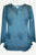 Embroidered Front V Neck Vintage Blouse - Agan Traders, Blue