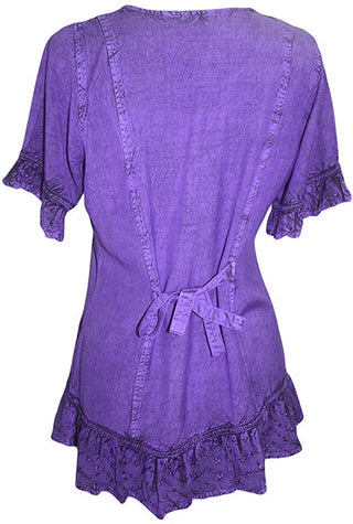 Medieval Peasant Bohemian Ruffle Gypsy Ari Blouse Top - Agan Traders, Purple