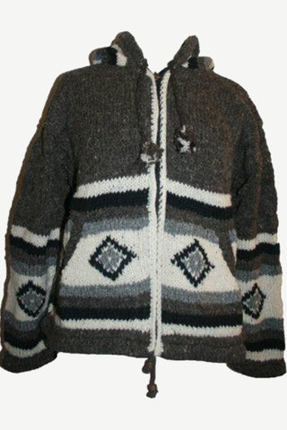WJ 14 Wool Fleece Lined Cardigan Sweater Elf Hoodie Nepal