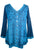  Medieval Victorian Gothic embroidered button down sheer lace sleeve blouse - Agan Traders, Blue